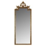 An Italian Neoclassical style giltwood banded pier mirror late 19th century H: 59, W: 22 1/2 in.