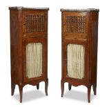 A pair of Louis XV/XVI transitional style mahogany bibliothèque cabinets late 19th century Each with