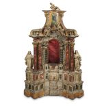 An Italian Baroque carved wood and polychrome decorated altarpiece 18th century Architectural
