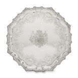 A George III sterling silver salver William Shard, London, 1819 Of shaped round form, the molded rim