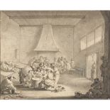 CIRCLE OF PIETER BOUT (FLEMISH 1658-1719) A TAVERN SCENE Signed 'P. Bout' bottom left, grey brush,