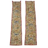 A pair of Florentine silk brocade hangings likely 18th century With floral patterns, the handwoven