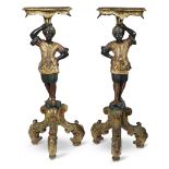 A pair of Venetian polychromed figural pedestals 19th century H: 41, W: 17 in. PROVENANCE: