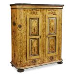 A North Italian polychrome painted armoire possibly Piemontese, circa 1800 With a molded cornice