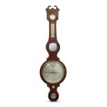 A George III string inlaid mahogany barometer and thermometer P. Introssi, Chatham, early 19th