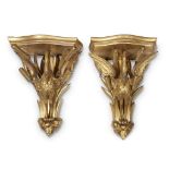 A pair of Empire Revival ibis-form carved giltwood wall brackets late 19th/early century H: 16, W: