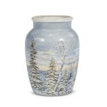 A Soviet porcelain vase with winter landscape Lomonosov State Porcelain Manufactory, Leningrad, 1940