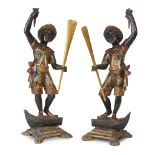 A pair of Venetian polychromed gondolier figures19th century H: 22 3/4 in. PROVENANCE: Property of a
