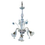 A Venetian glass three-light chandelier late 19th century H: 37, Dia: 27 in. (approx.)