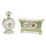 A Jacob Petit hand-painted and parcel-gilt porcelain flacon and jardinière on stand circa 1840