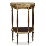 A Louis XVI style giltmetal-mounted mahogany trapezoidal occasional table with agate top late 19th/