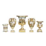 A group of five Paris porcelain Neoclassical style vases second quarter 19th century Comprising a