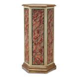 An Italian Baroque style faux marble pedestal 19th century Of hexagonal form, the conforming top and