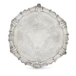 A George II sterling silver salver John Cafe, London, 1742 With shaped and moulded edge cast with