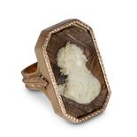 A hairwork mourning ring commemorating King Henri IV of France possibly 19th century With gold