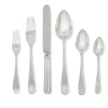 A Russian silver five-piece flatware service for twelve of American interestmarks of Sazikov and