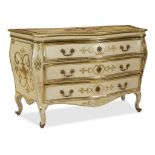 An Italian Rococo painted and parcel-gilt three-drawer commode possibly Emiglia-Romagna, 18th