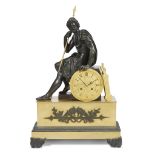 An Empire ormolu and patinated bronze figural mantel clock of Odysseus Lesieur à Paris, the case