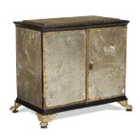 A Regency silvered miniature collector's table cabinet 19th century Rectangular, the exterior
