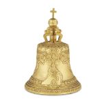 A Russian gilt-bronze table bell in the form of the 'Tsarskii Kolokol' likely Moscow, 19th century
