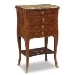 A Louis XV/XVI transitional amaranth and kingwood parquetry table en chiffonier circa 1760