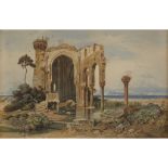 CARL FREDERICH HEINRICH WERNER (GERMAN 1808-1894) ANTIQUE BASILICA IN RUINS Signed and dated 'C.