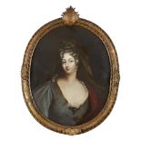 BRITISH SCHOOL (18TH-19TH CENTURY) PORTRAIT OF A LADY, HALF-LENGTH Oil on canvas Oval 40 1/4 x 32