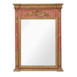 An Italian Neoclassical style parcel-gilt and red-painted mirror 20th century H: 52 3/4, W: 40 in.