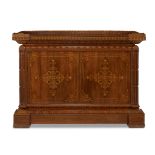 A Charles X Neo-Grec thuya and satinwood inlaid mahogany two-door cabinet possibly by Jeanselme
