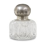 A Fabergé silver-mounted cut lead-crystal inkwellmarked K. Fabergé with imperial warrant, Moscow,