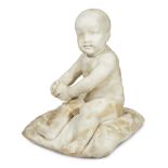 An Italian Carrara marble sculpture of a young boy peeling an orange 19th century The infant boy