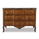 A Louis XV/XVI transitional ormolu mounted kingwood and amaranth parquetry commode circa 1760