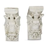 A pair of Italian marble corbels possibly 17th century In the Mannerist taste and comprising two