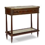 A Louis XVI brass-mounted figured mahogany console dessert late 18th century With Carrara marble top