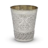 A Polish parcel-gilt silver beaker maker's mark IS, probably Breslau, first quarter 18th century