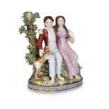 A Russian porcelain group "Paul, Virginie and The Dog Fidèle" Popov Manufactory, Corbunovo, 1830-