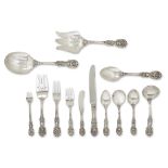 An assembled American sterling silver five-piece flatware service for eighteen Reed & Barton,