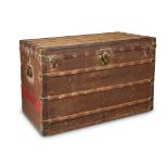 A Louis Vuitton monogrammed canvas steamer trunk early 20th century The sides painted with red