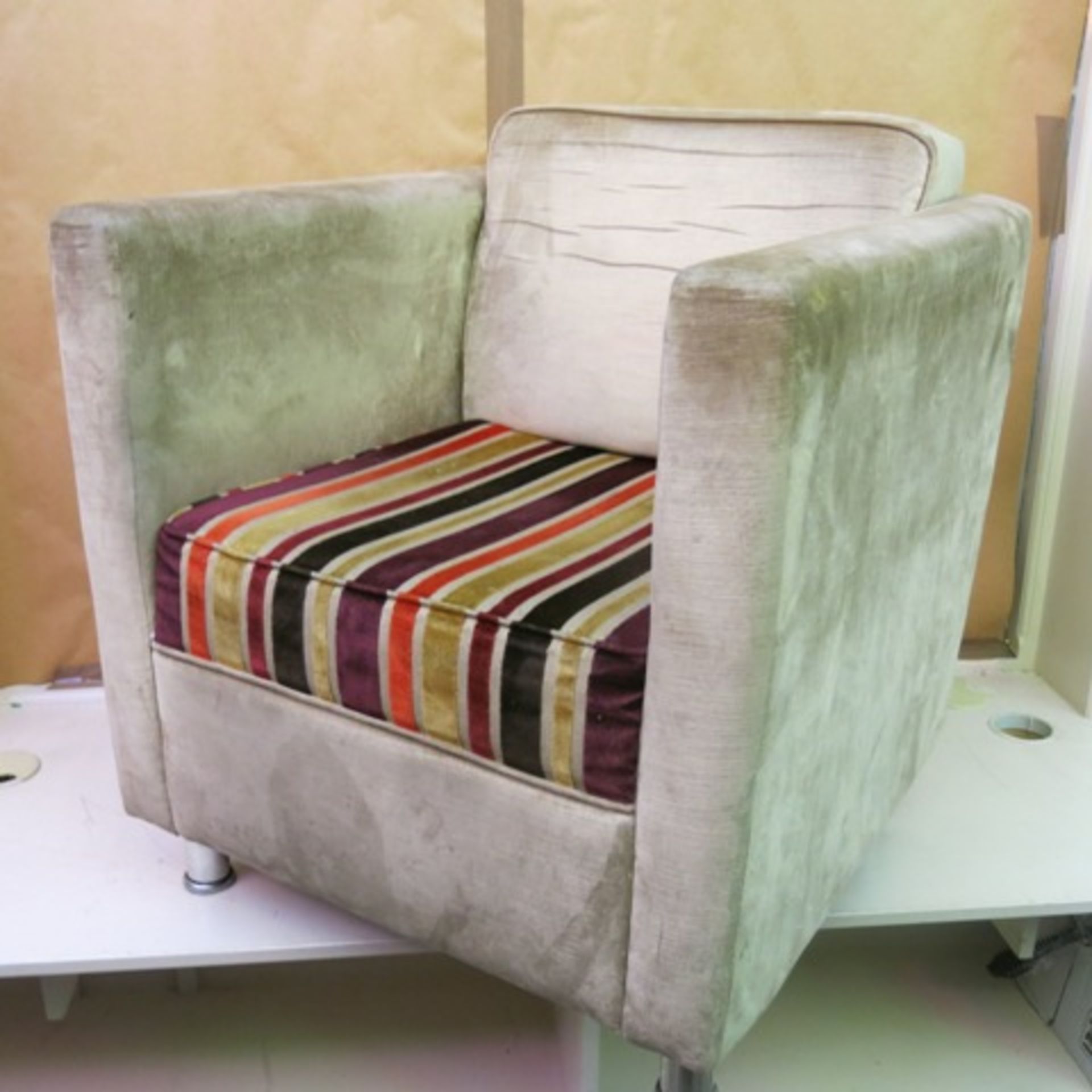 2 x Armchairs Upholstered in Multi-coloured Fabric on Metal Legs - Image 9 of 10