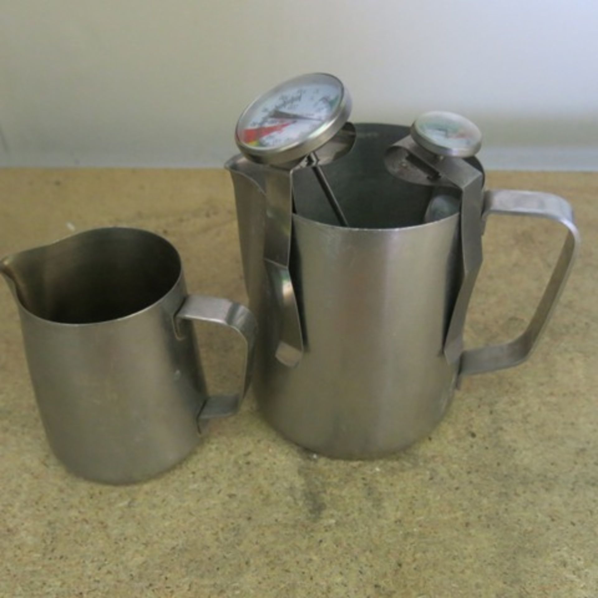 13 x Assorted Sized Stainless Steel Milk Jugs - Image 5 of 5