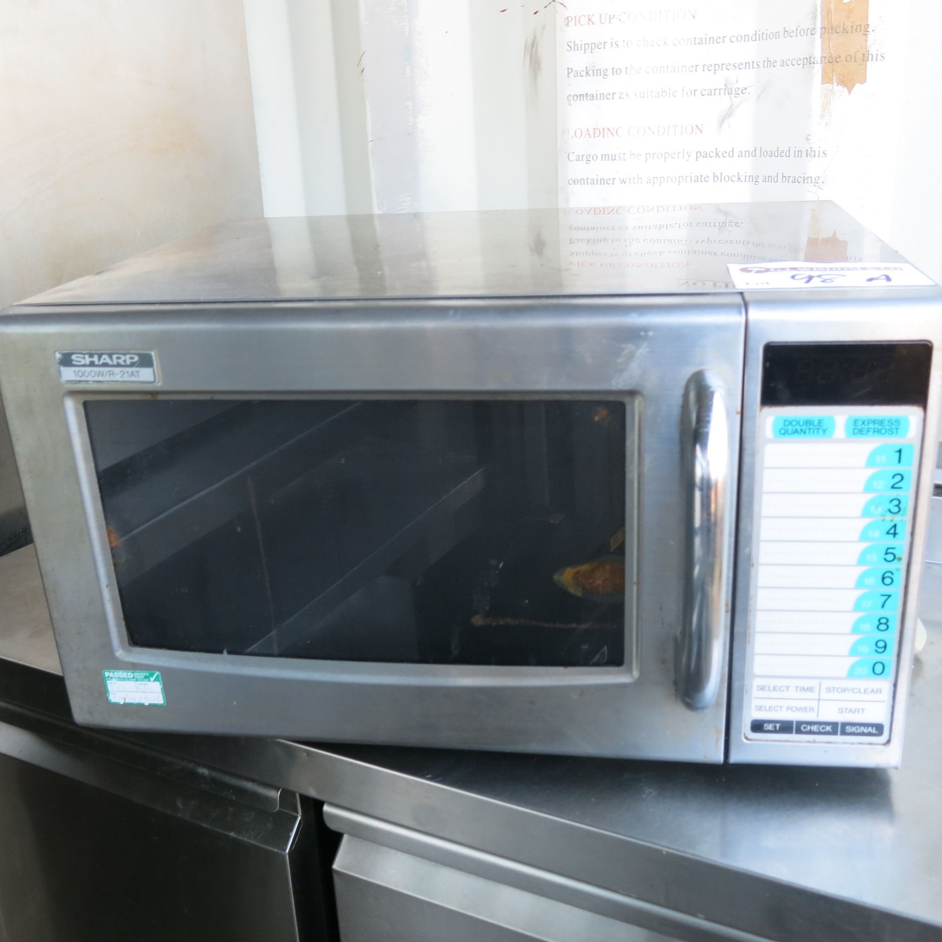 Sharp Commercial Stainless Steel Microwave, Model 1000W/R-21AT