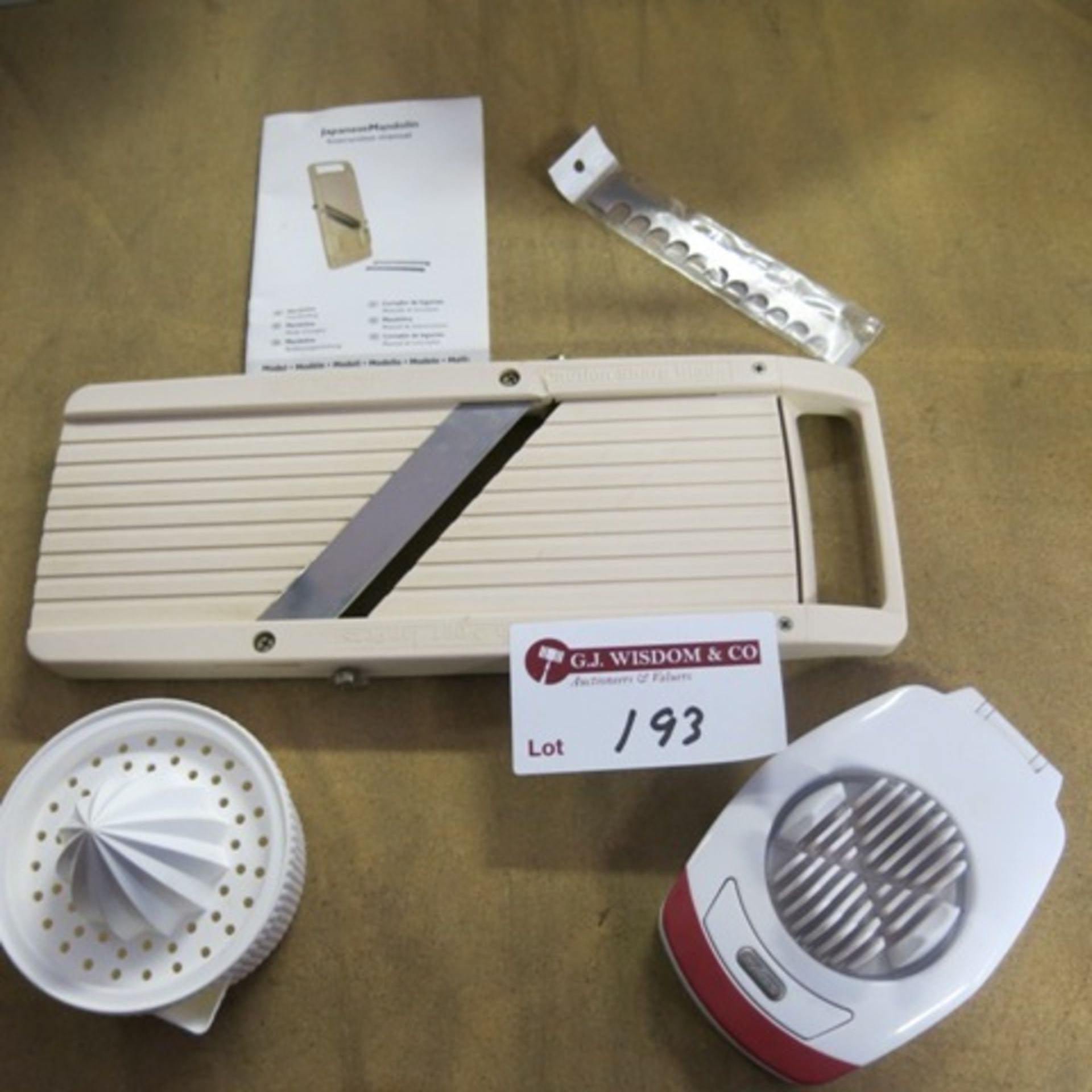 Lot to Include, Japanese Mandolin, Model CC052, Juicer & 2 Manual Onion Slice/Dicer.