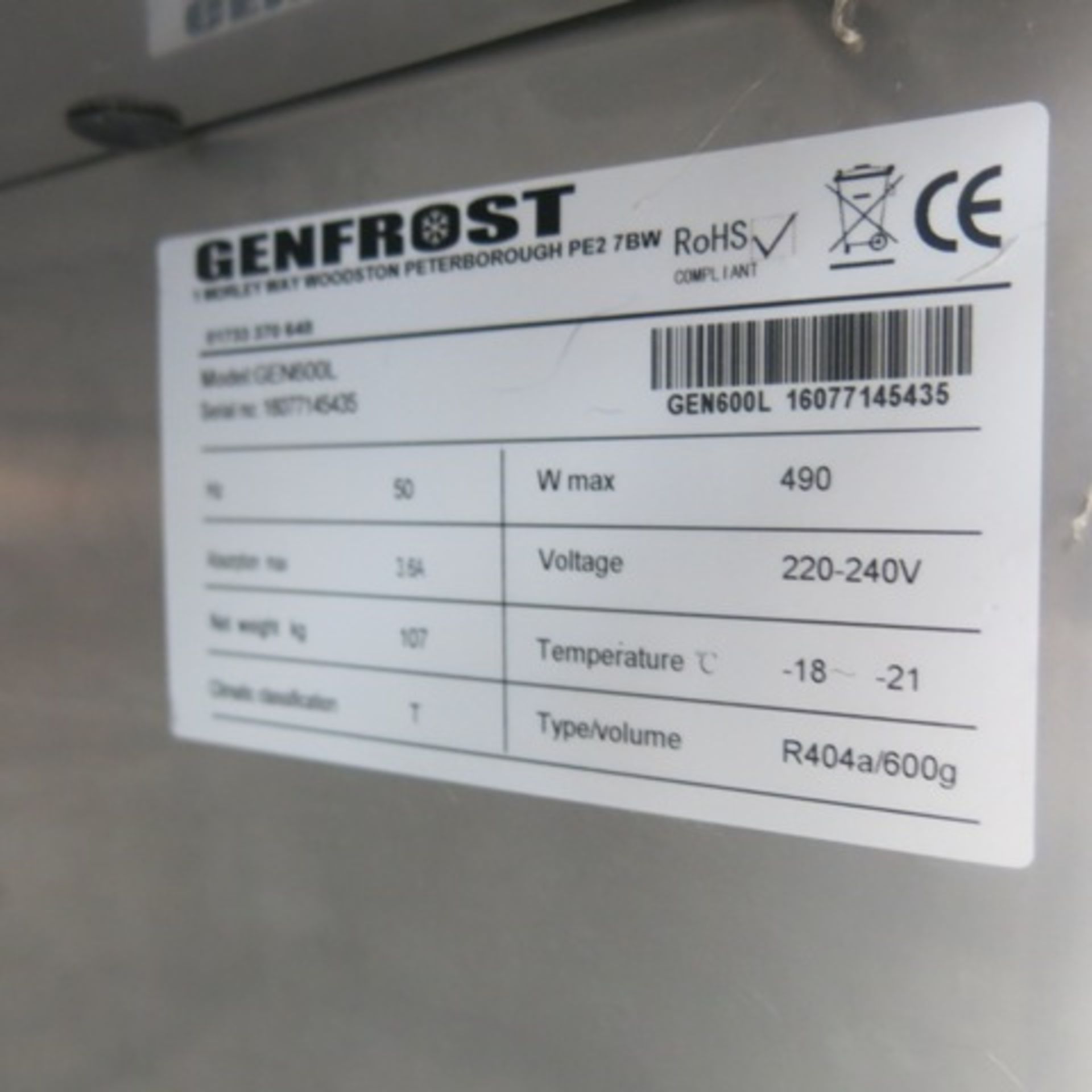 GENFROST Stainless Steel Single Door Upright Freezer, Model GEN 600L. Size (H) 200cm x (D) 80cm x ( - Bild 4 aus 6