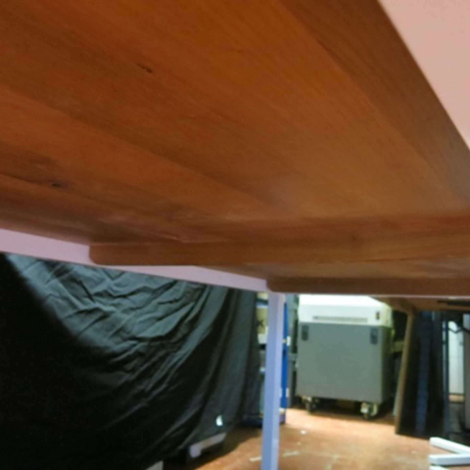 Designer Solid Light Oak Restaurant Table on White Steel Frame Base. Size (H) 77cm x (W) 170cm - Image 4 of 4