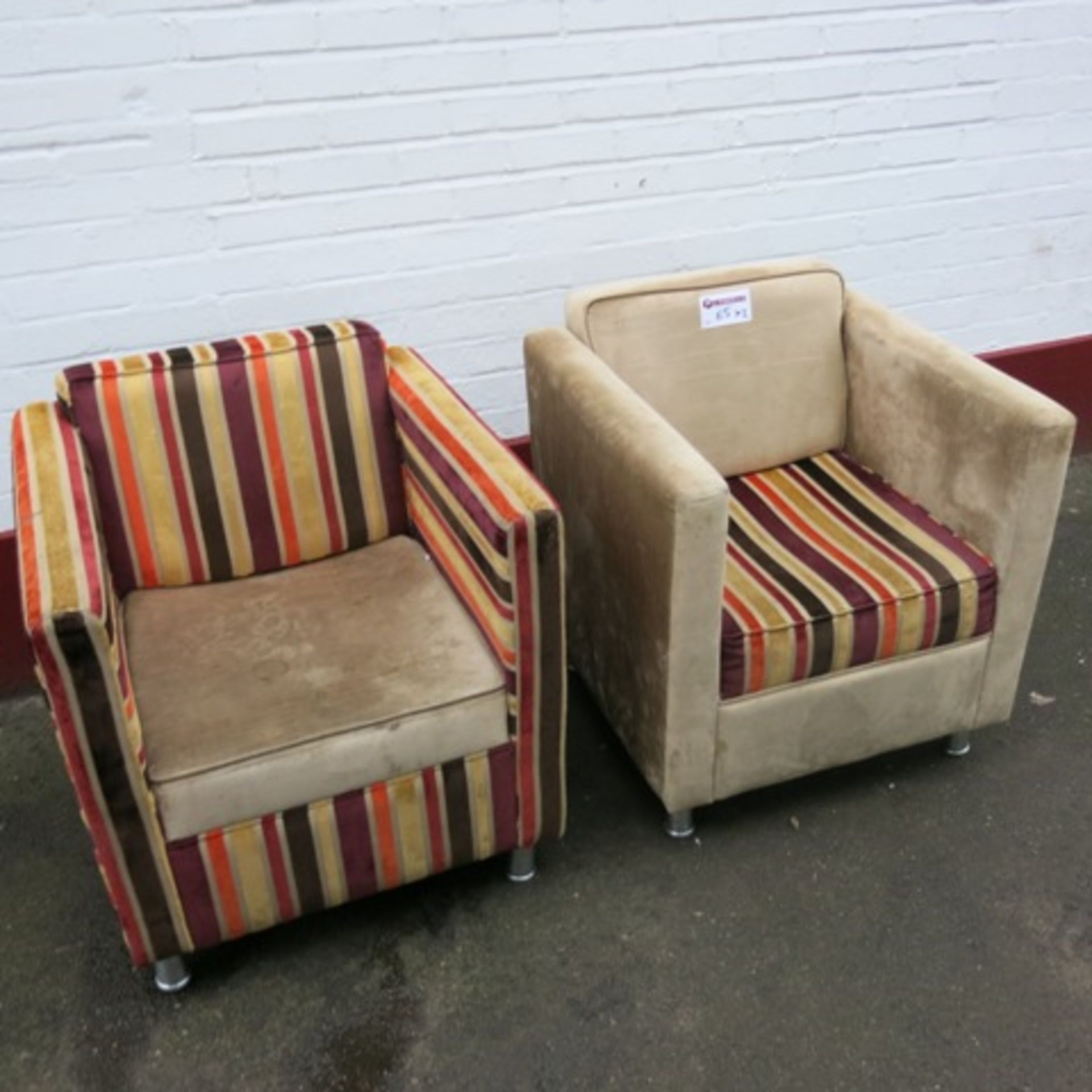 2 x Armchairs Upholstered in Multi-coloured Fabric on Metal Legs - Image 2 of 10