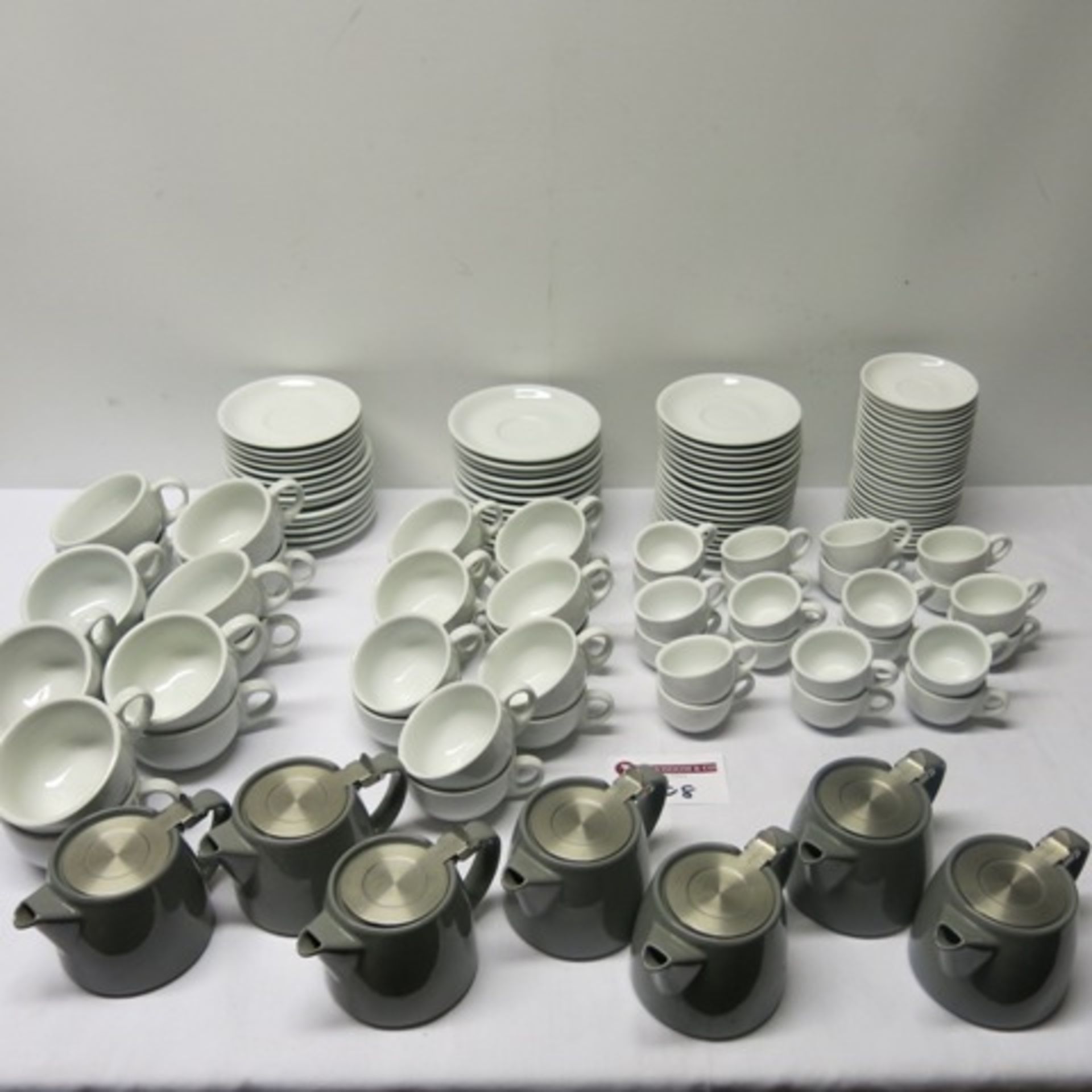 Large Quantity of Tea & Coffee Cup & Saucers with Teapots to Include: 7 x Forlife Teapots, 14 x