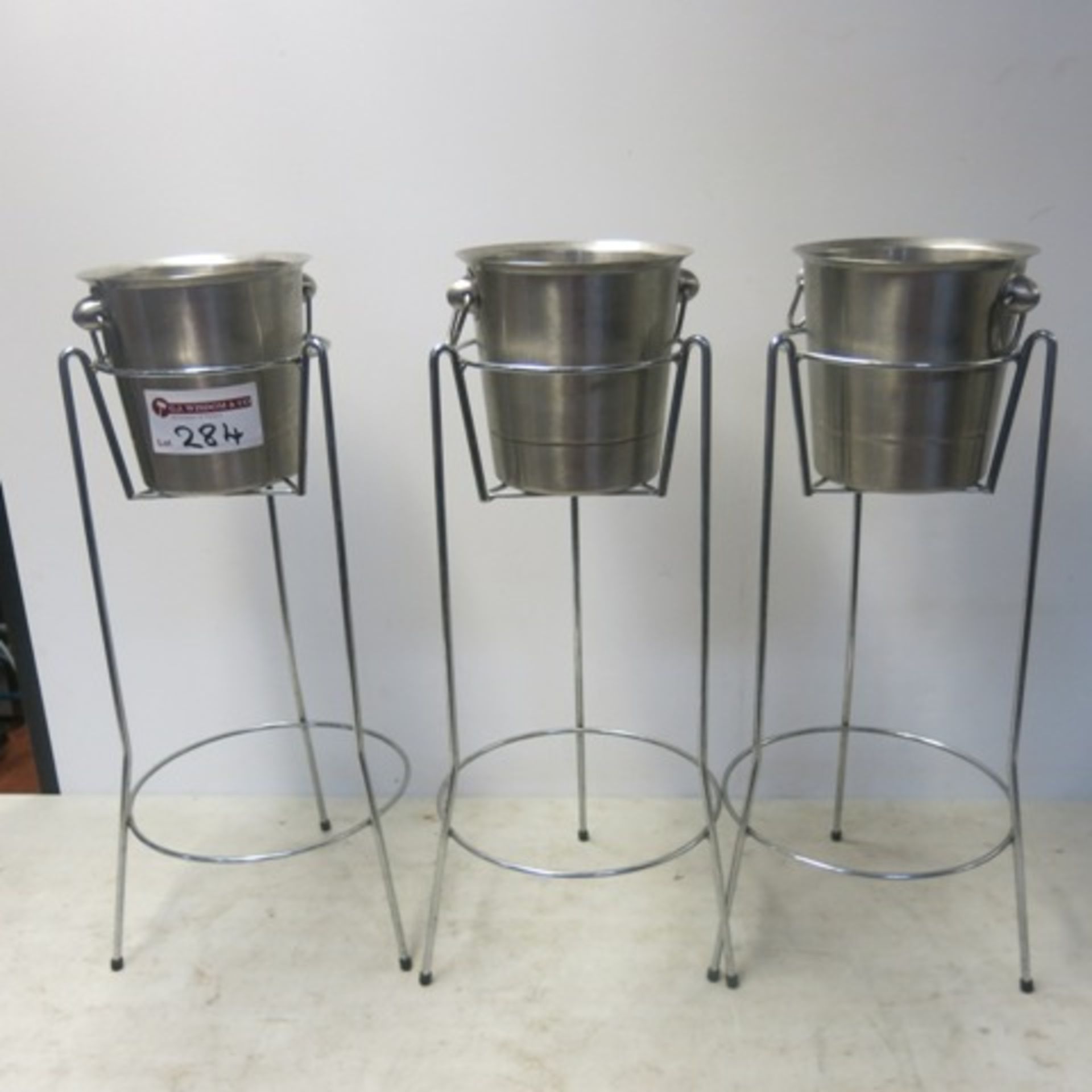 3 x Metal Ice Bucket Stands with 3 Aluminium Ice Buckets & 1 x Plastic Bar Ice Bucket - Bild 4 aus 6