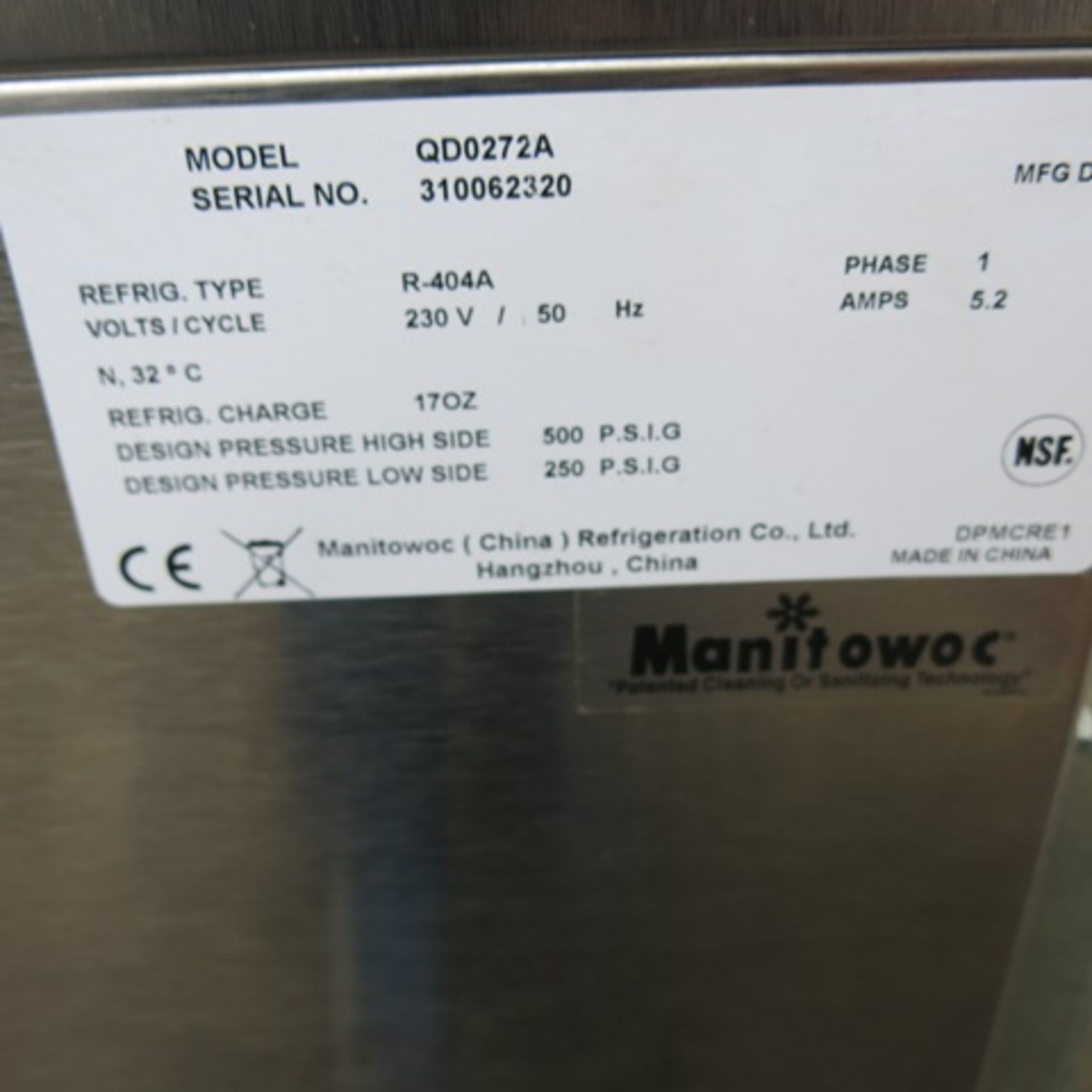 Manitowoc Ice Maker, Model QD0272A, Size (H) 95 x (D) 70 x (W) 78cm - Image 3 of 6
