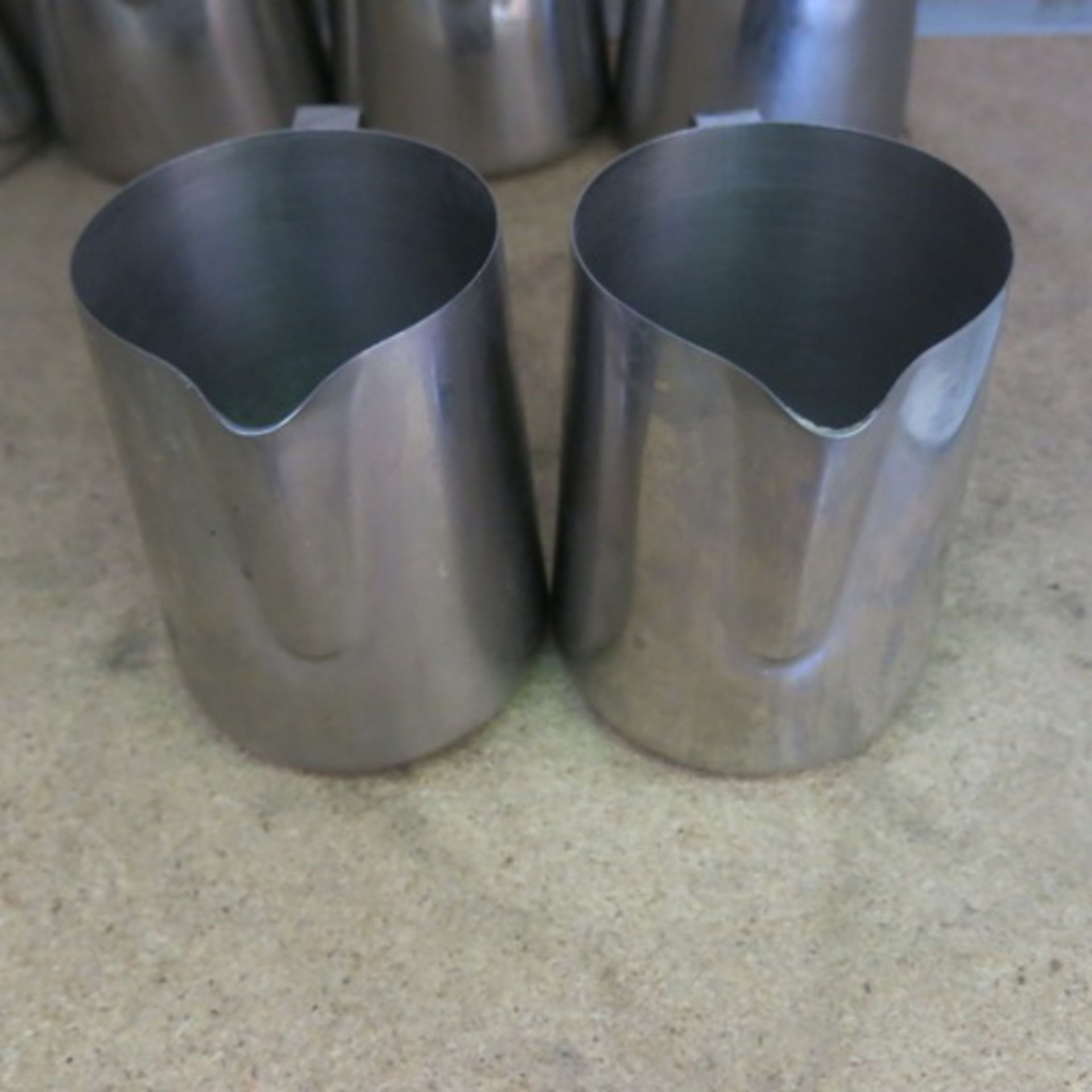 13 x Assorted Sized Stainless Steel Milk Jugs - Image 3 of 5