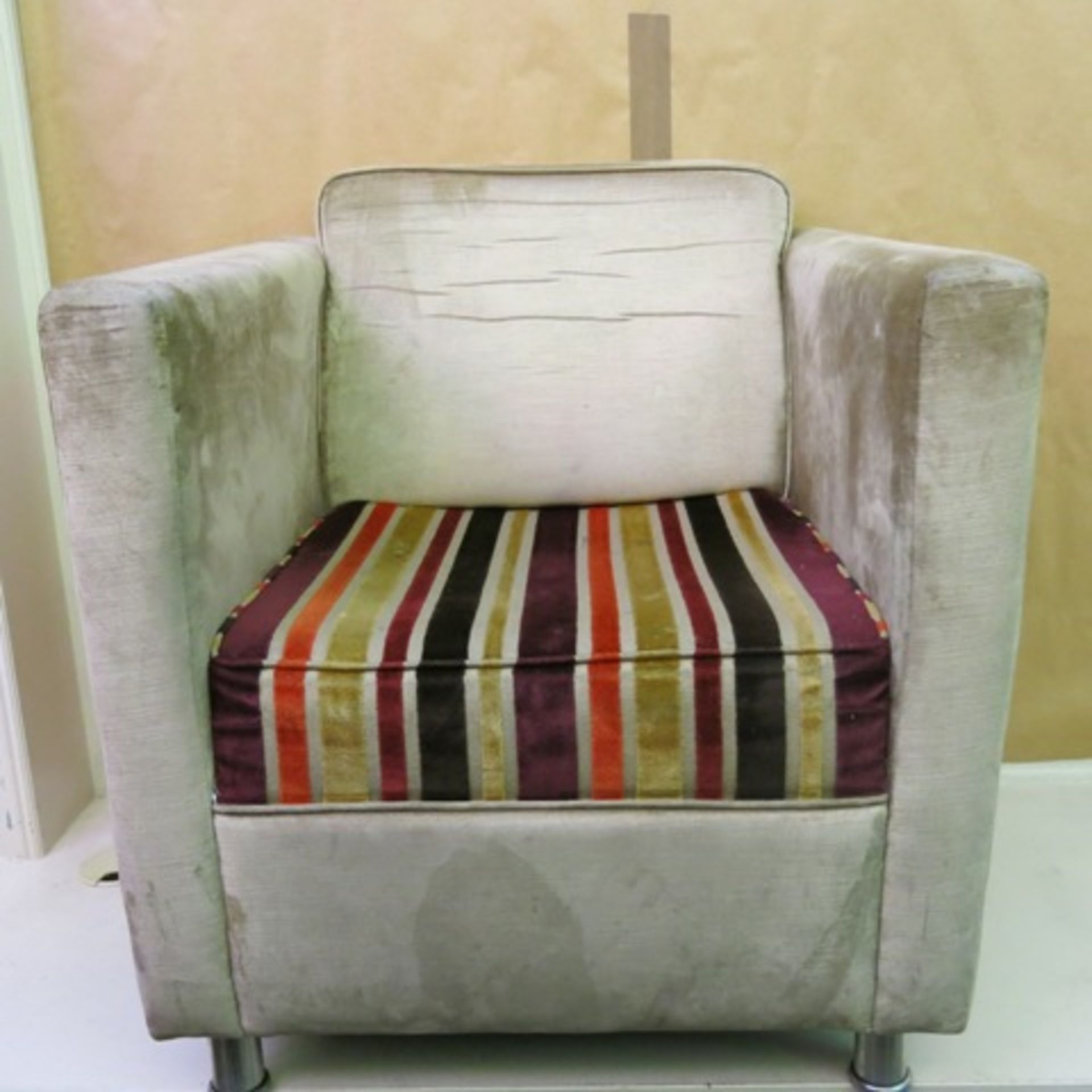 2 x Armchairs Upholstered in Multi-coloured Fabric on Metal Legs - Image 10 of 10
